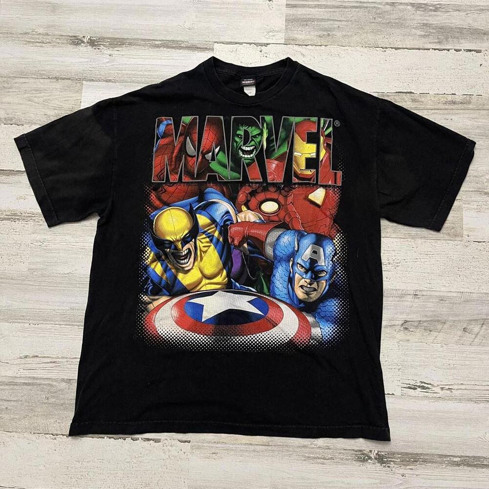 Y2K Marvel Big Graphic Anime Cartoon Superhero T-Shirt XL